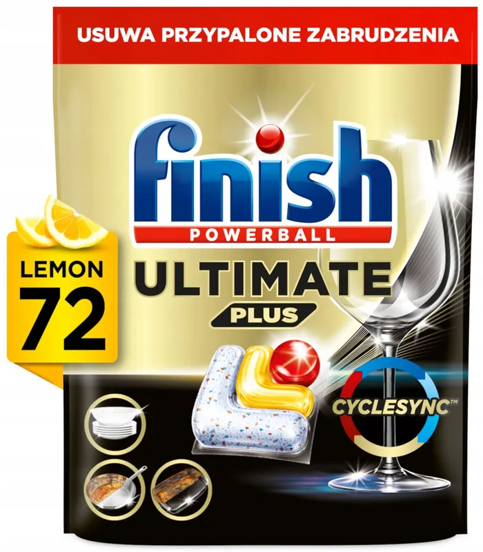 Finish Kapsułki do zmywarki Powerball Ultimate Plus Lemon cytryna 72 sztuki