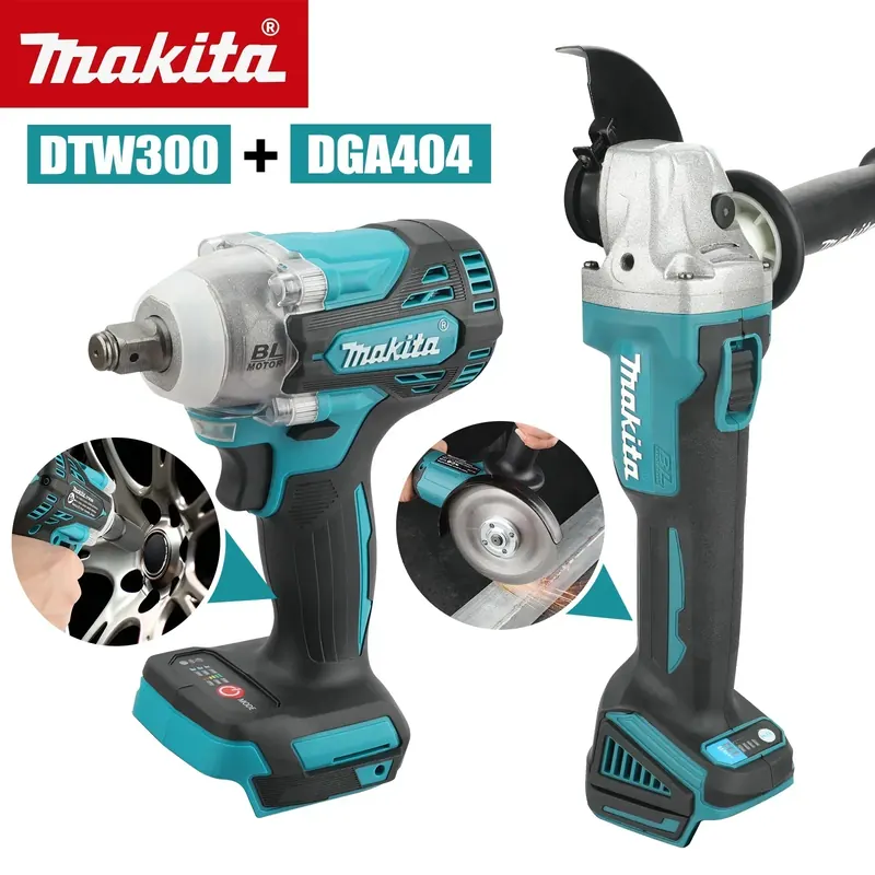 Zestaw Makita DTW300 + DGA404: 18V, klucz udarowy 580Nm (3800RPM), szlifierka kątowa 680W (tarcza 125mm) - zestaw narzędzi wielofunkcyjnych do napraw