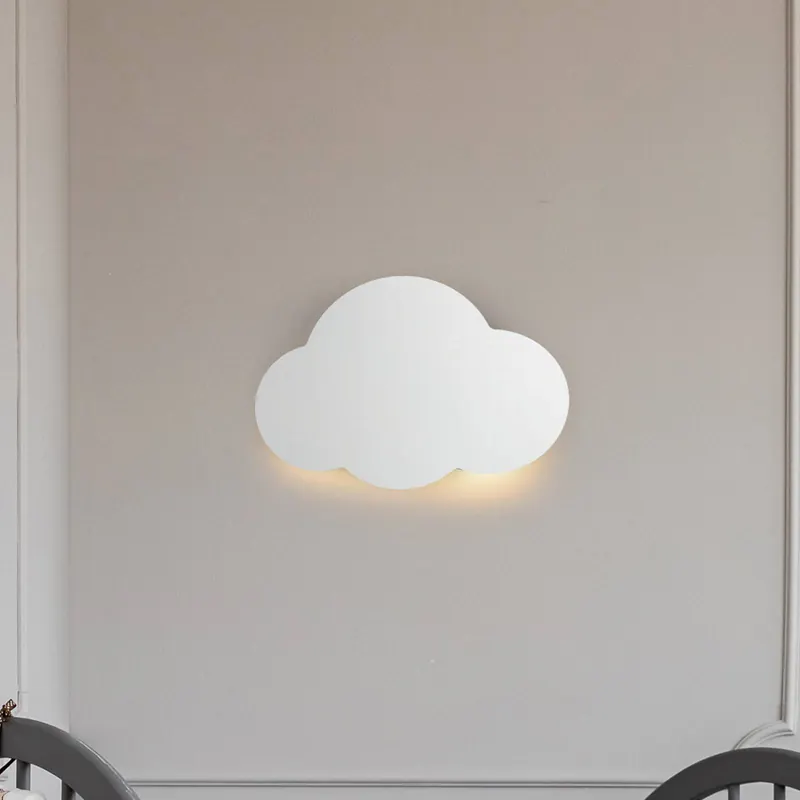 Lampa ścienna Cloud, biała, stal, światło pośrednie, 38 x 27 cm
