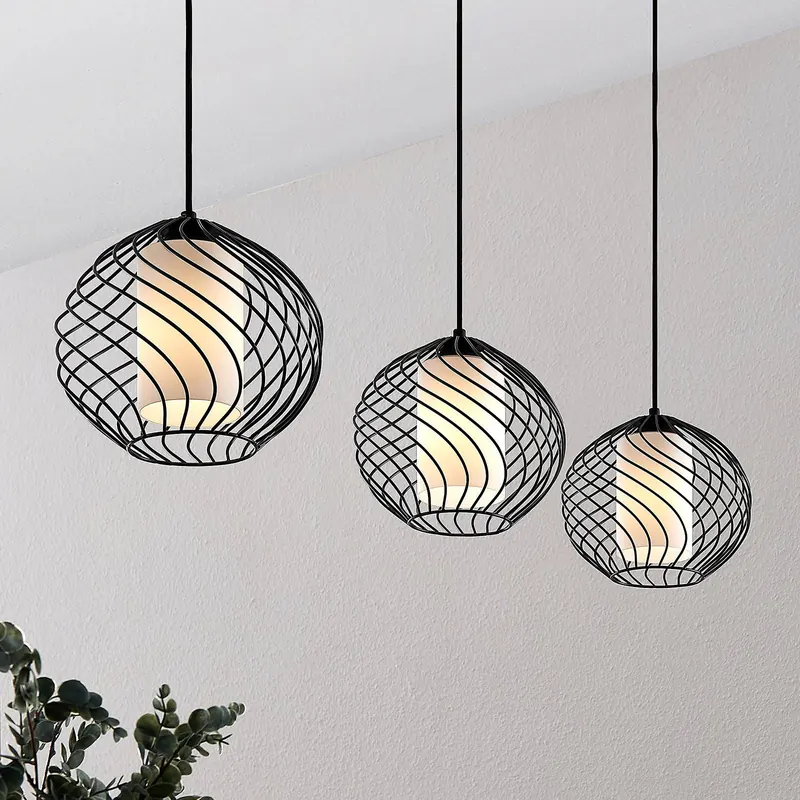 Lampa wisząca Lindby Cedrice, 3-punktowa, czarna, metal, E27