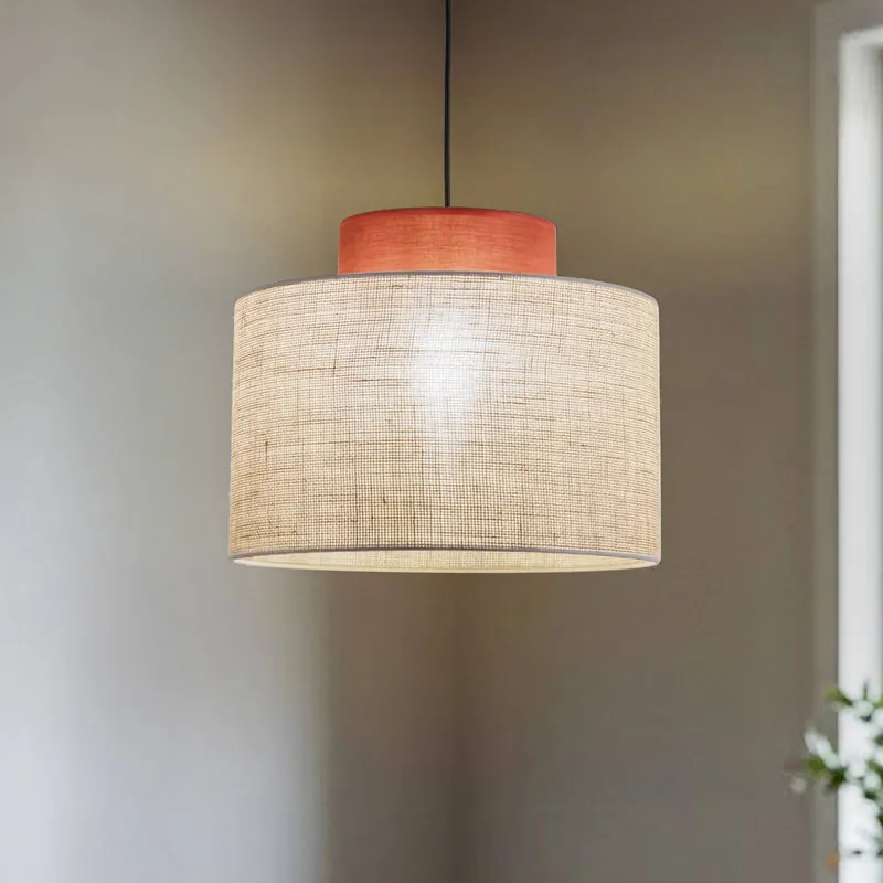 Lampa wisząca Duo, Ø 20 cm, rdzawy brąz/naturalny brąz, juta
