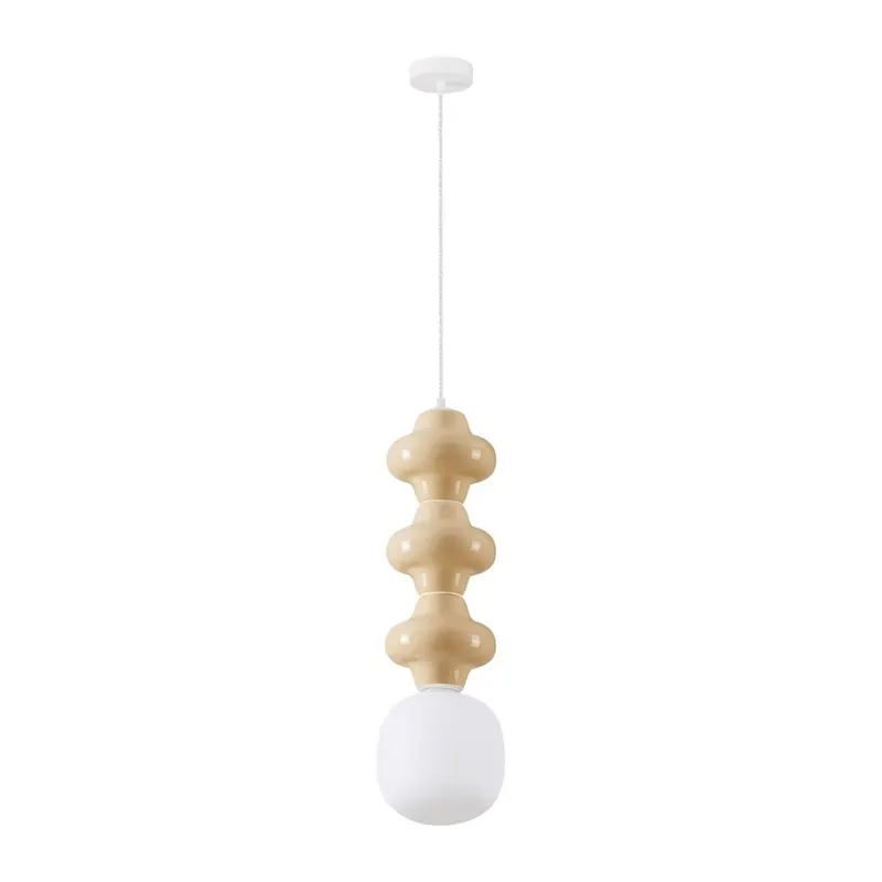 Biała/kremowa lampa wisząca ceramiczna ze szklanym kloszem ø 18 cm Clio – Nova Luce