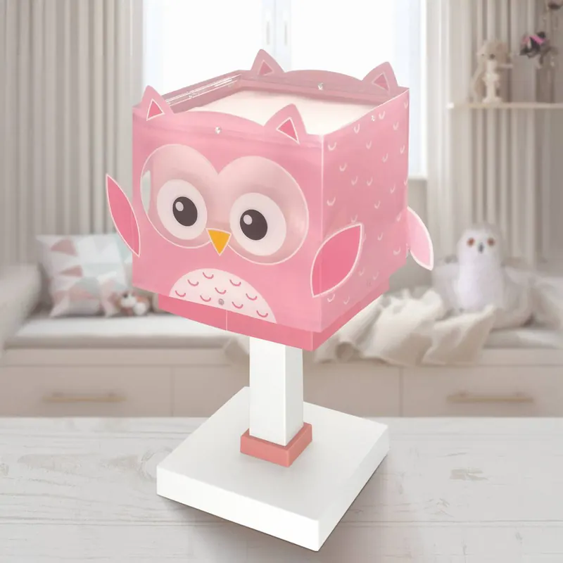 Lampa stołowa dla dzieci Little Pink Owl, G4, szerokość 14 cm