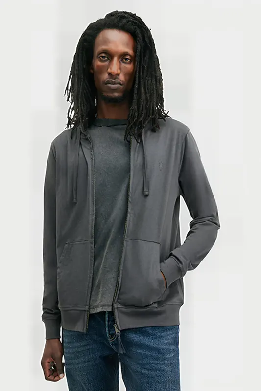 AllSaints Brace Hoody Carter Grey Maat: S | Hoodies Outlet | Heren | Grijs