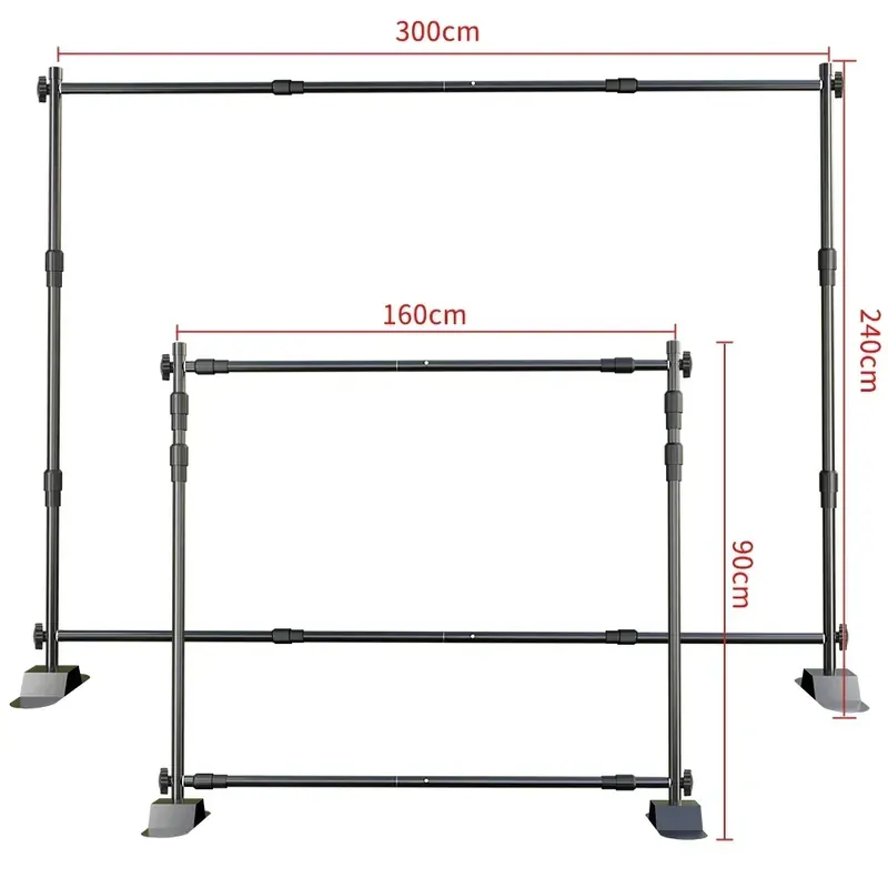 System wspornikowy do tła fotograficznego z podwójnymi poprzeczkami SH 2.4x3m/2.5x3m/2.7x3.4m z tkaniną muślinową do zestawu studia fotograficznego