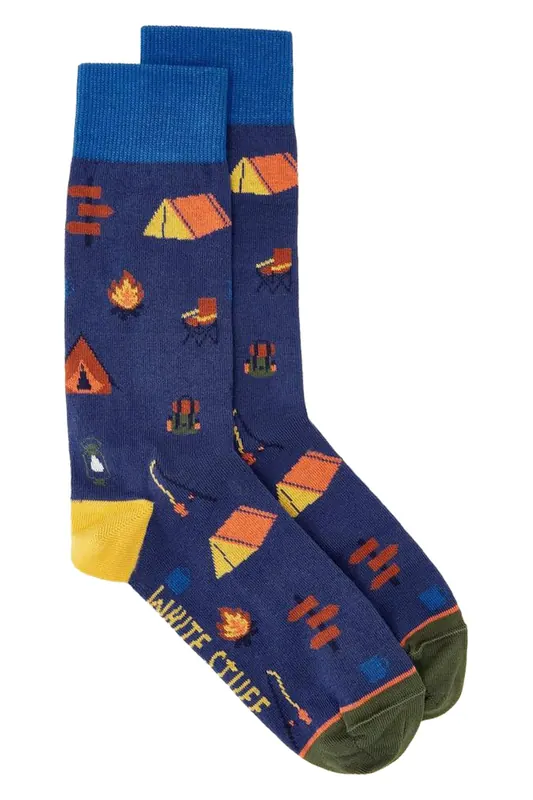 White Stuff Campsite Ankle Sock Navy Multi Maat: 7-9 | Sokken Outlet | Heren | Blauw