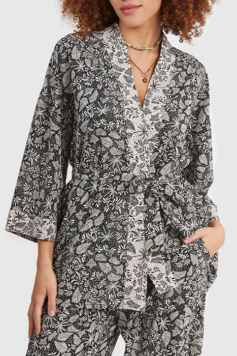 ICode Green Botanical Print Kimono Jacket Maat: L | Jassen Outlet | Dames | Groen