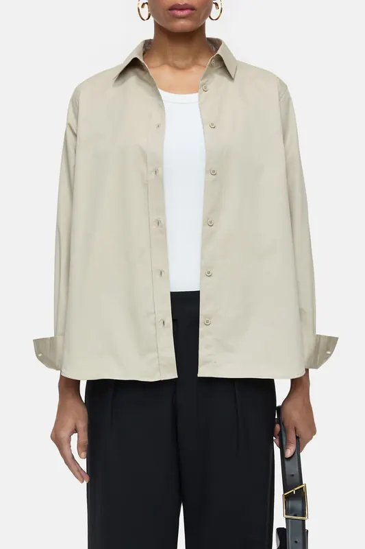 Closed Long Sleeve Shirt & Blouses Washed Shore Maat: S | Longsleeves Outlet | Dames | Beige