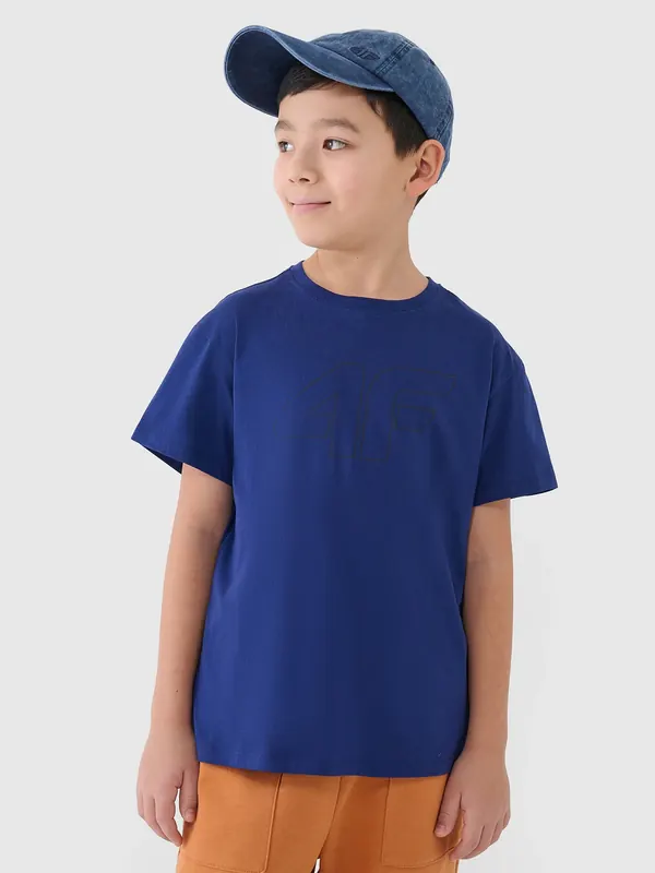 4F koszulka bawełniana t-shirt dla chłopca 4FJWSS25TTSHM2325 niebieska (158)