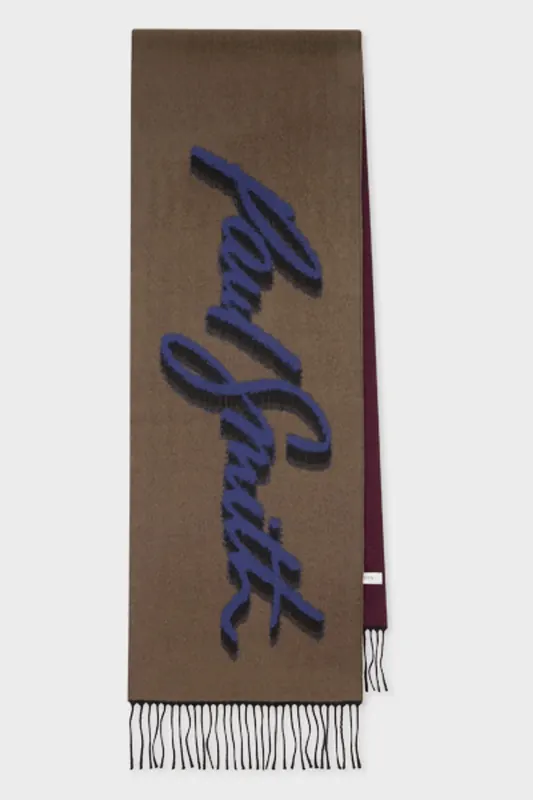 Paul Smith Scarf Logo Color Block Khaki Maat: OS | Handschoenen Outlet | Heren | Bruin