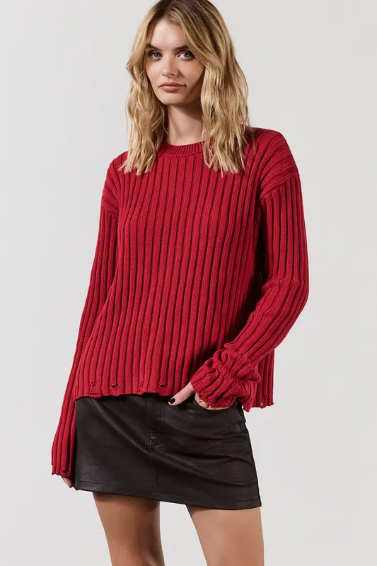 Mikuta The Red Destroyed Knitted Sweater Maat: M | Sweaters Outlet | Dames | Rood