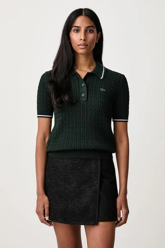 Lacoste  sweter z krótkim rękawem z bawełną damski