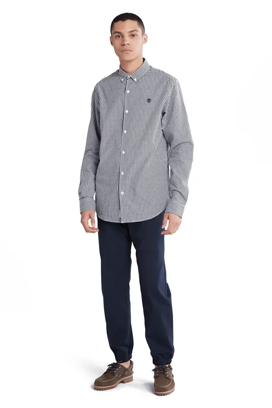 Timberland Micro Gingham Poplin Shirt Drk Sapphire Yd Maat: XXL | Zakelijke Overhemden Outlet | Heren | Blauw