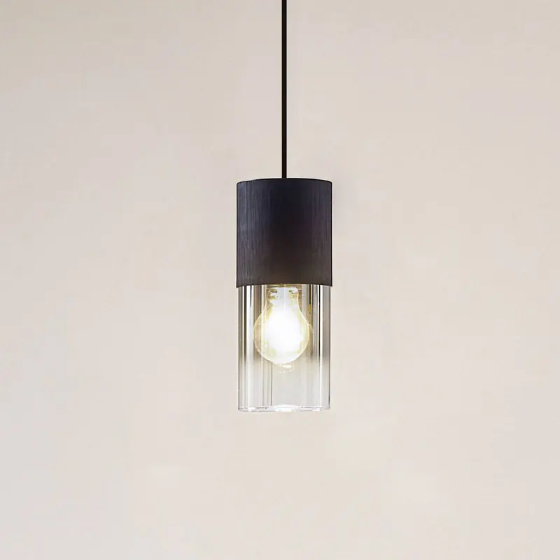 Lampa wisząca Lindby Svante, 1-punktowa, czarna, szkło, Ø 10 cm
