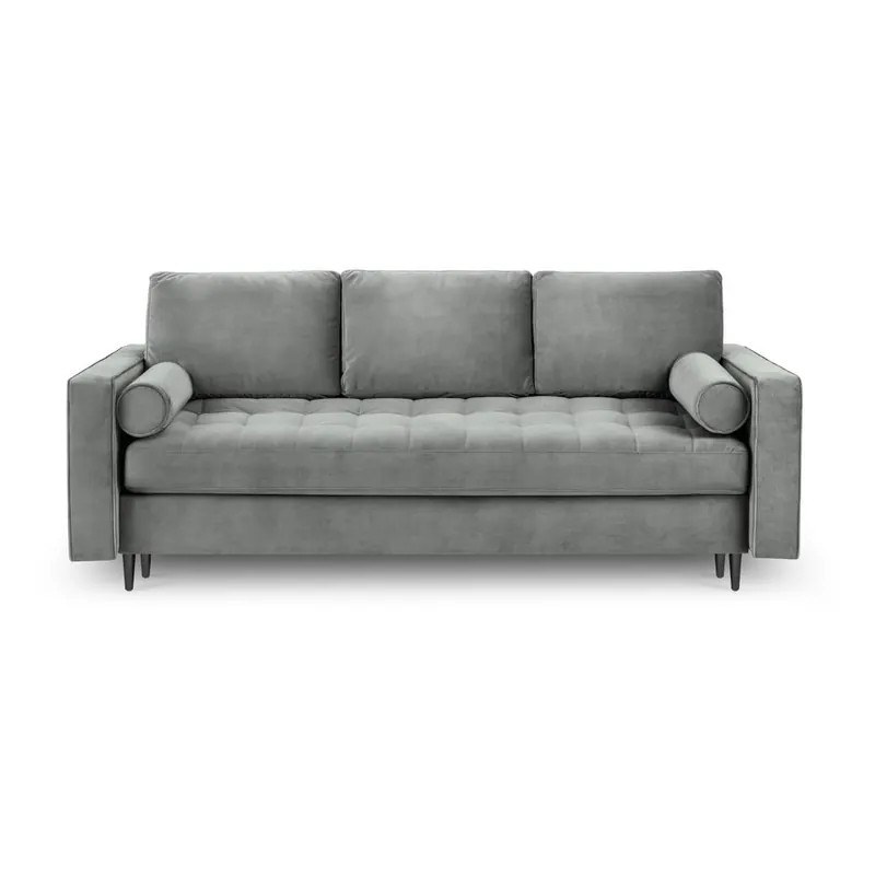 Jasnoszara aksamitna rozkładana sofa Milo Casa Santo