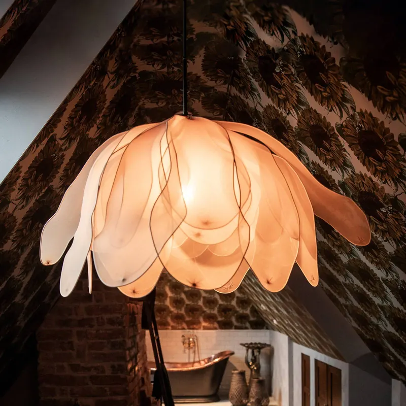 By Rydéns Lampa wisząca Lou Lou, naturalna, Ø 80 cm, tkanina