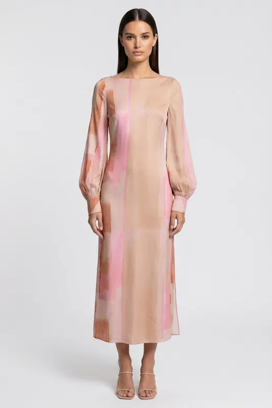 & Other Stories Nena Printed Dress Pink Maat: 36 | Midi Jurken Outlet | Dames | Roze