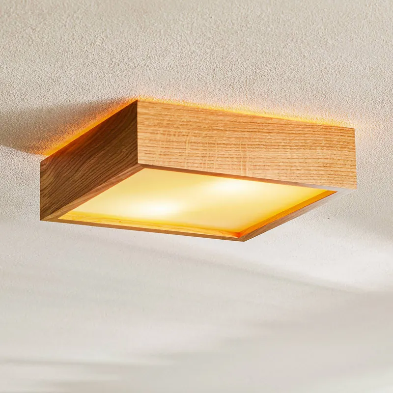 Lampa sufitowa Quatro DR z drewnianą ramą, 30,5cm