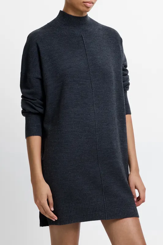 French Connection Babysoft Roll Neck Knit Dress Charcoal Mel Maat: L | Mini Jurken Outlet | Dames | Grijs