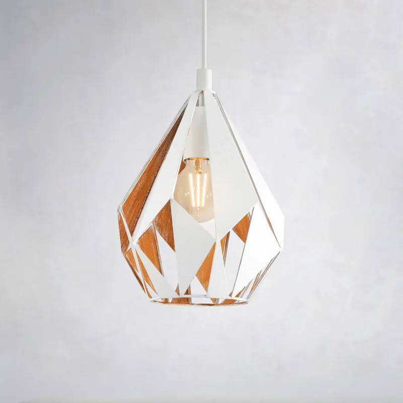 Lampa wisząca Carlton 1, biało-złota, Ø 20,5cm