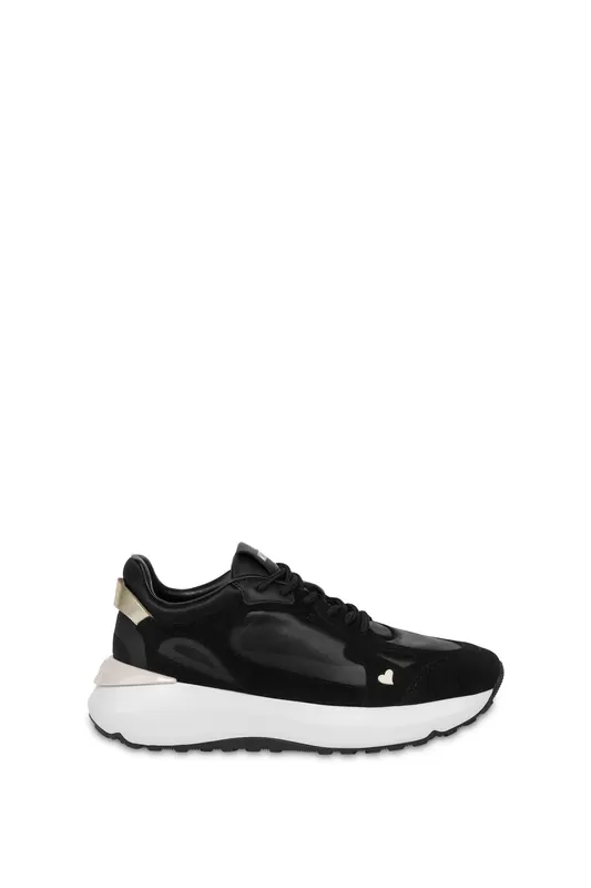 Moschino Black Leather Sneakers With Heart Black Maat: 37 | Sneakers Outlet | Dames | Zwart