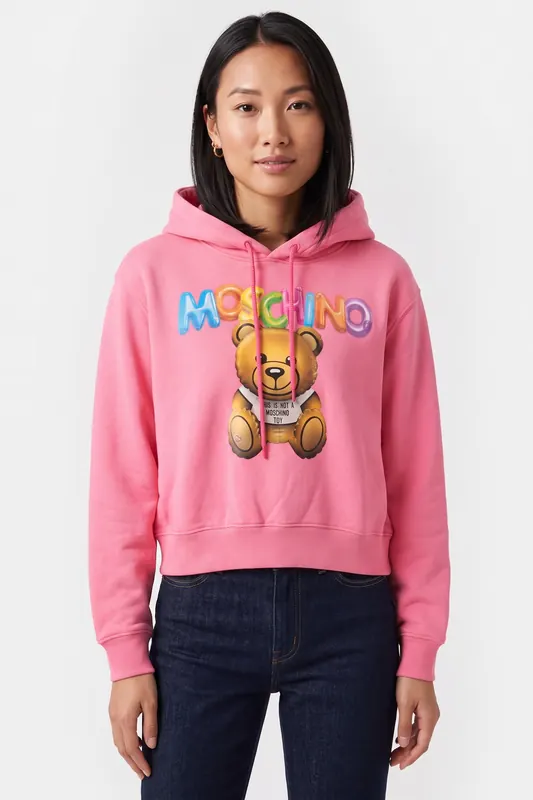Moschino Inflatable Teddy Bear Hoodie Pink Maat: 40 | Sweaters Outlet | Dames | Roze
