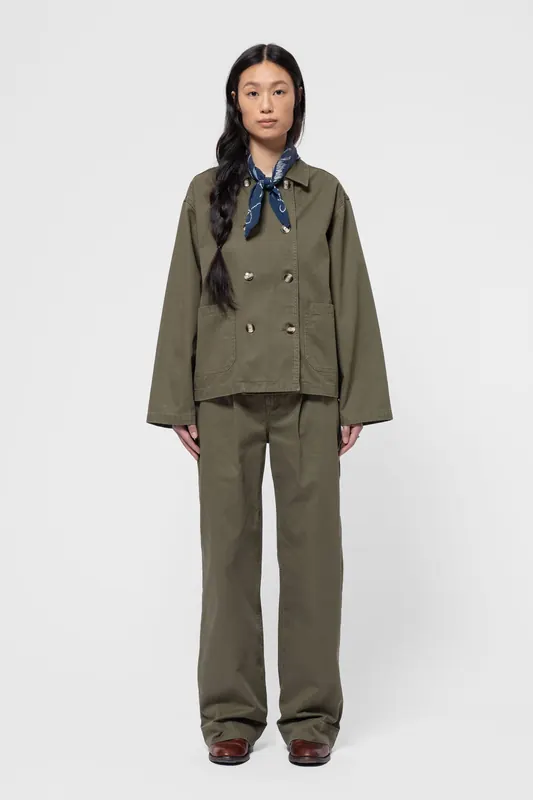 Nudie Jeans Bibbi Workwear Jacket Olive Maat: S | Legerjassen Outlet | Dames | Groen