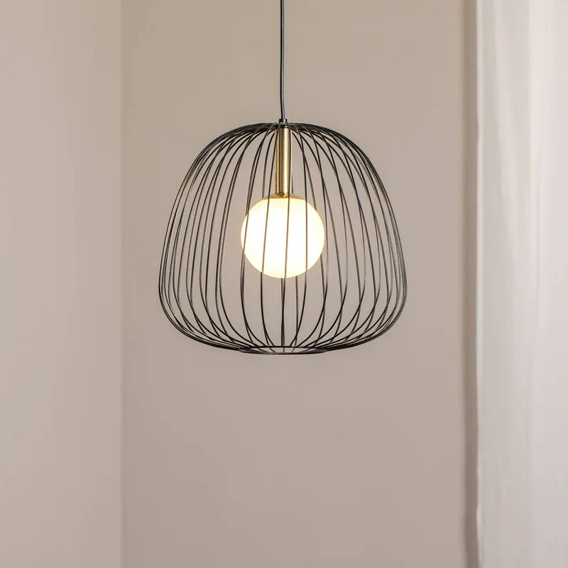 Żyrandol Bell M, Ø 33 cm, 1-punktowa, czarny/złoty/biały