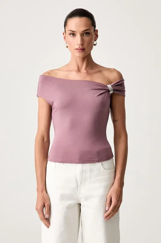 Guess crop top damski z lyocellu