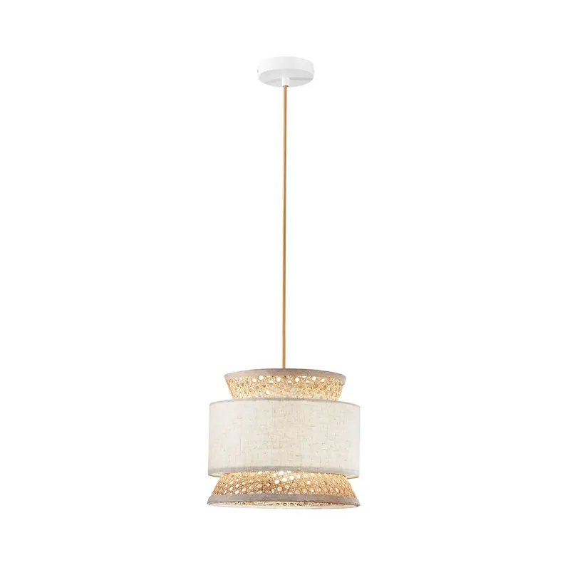 Żyrandol Gazebo, naturalna/beżowa, Ø 26 cm, rattan/tkanina