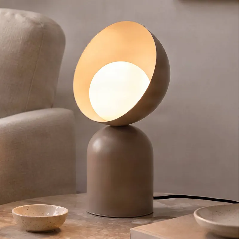 Lampa stołowa Boto LN1, beżowa, stal/szkło, wysokość 31 cm, G9