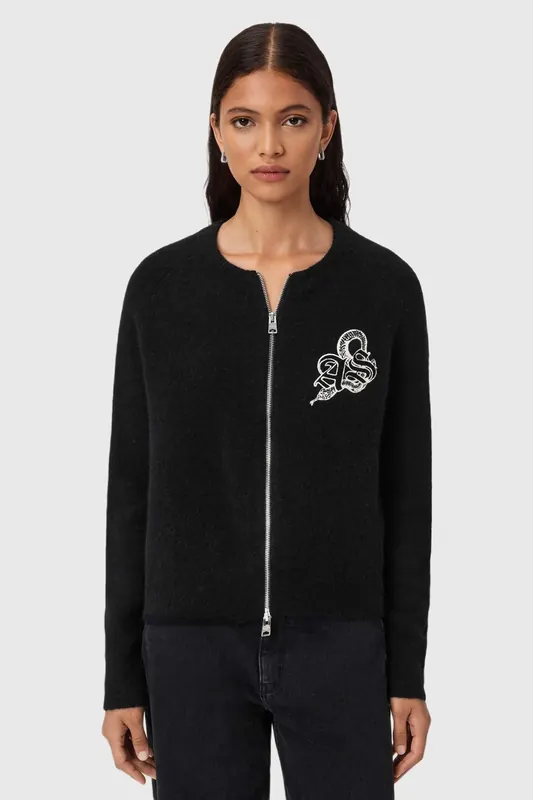 AllSaints Jaqueline As Bomber Black Maat: S | Bomberjacks Outlet | Dames | Zwart