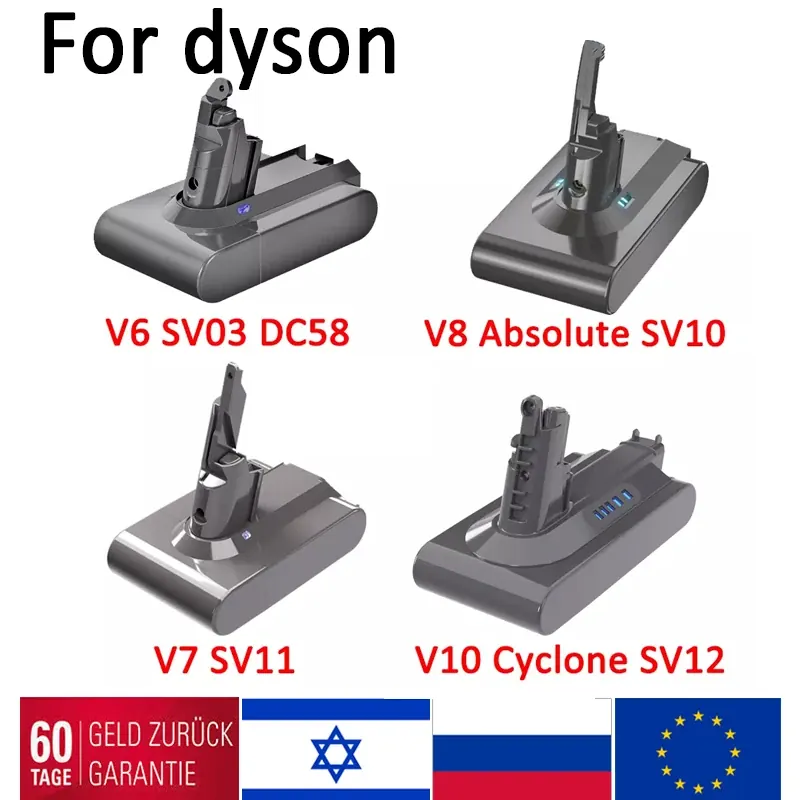 Akumulator 6.0Ah do odkurzaczy Dyson V6 V7 V8 V10, zamiennik baterii SV10 SV11 SV12 SV09, bateria DC58 do odkurzacza Dyson