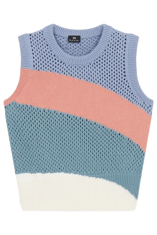 Paul Smith Womens Knitted Vest Crew Neck Blue Maat: S | Sweaters Outlet | Dames | Blauw