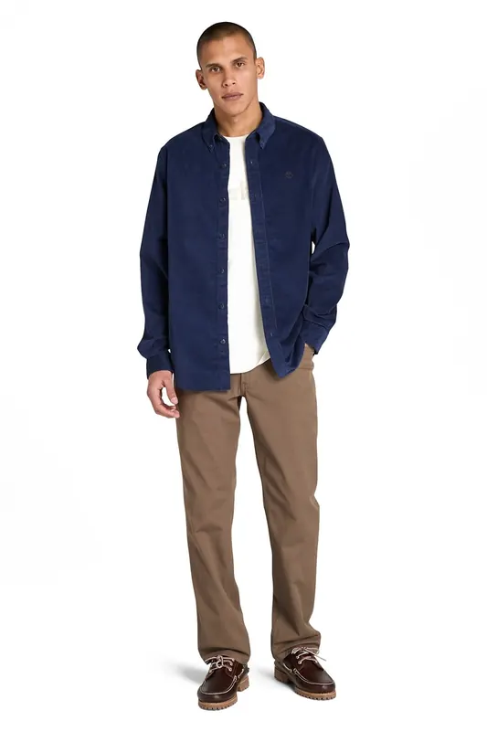 Timberland Corduroy Shirt Peacoat Maat: XL | Casual Overhemden Outlet | Heren | Blauw