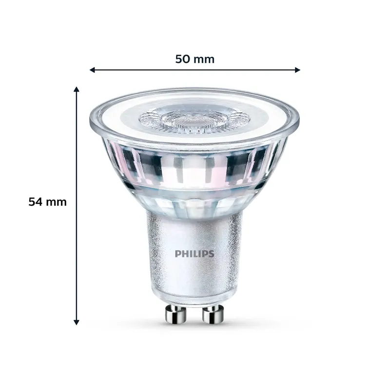 Żarówka LED Philips GU10 4,6W 355lm 827 przezroczysta 36° 2szt