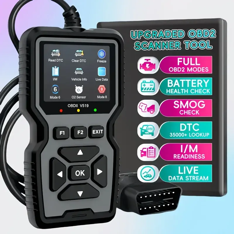 Profesjonalny skaner OBD2 2025 V519 - Diagnostyczne narzędzie samochodowe zasilane przez USB z transmisją danych w czasie rzeczywistym, pełna obsługa testów OBD II (I/M Ready, Bod2/Eobd), wyczyści