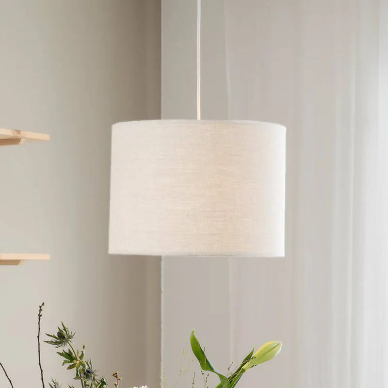 PR Home żyrandol Sara, biały, Ø 35 cm, tkanina lniana