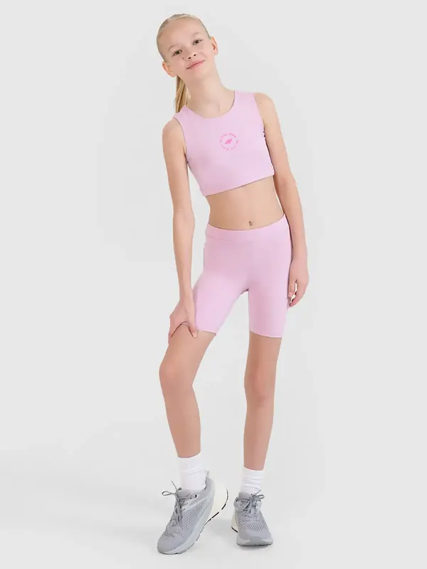 4F krótkie legginsy dziecięce sportowe 4FJWSS25TFSTF041 czarne (122/128)