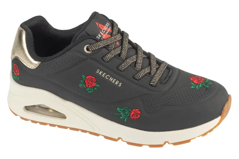 Skechers Uno - Champagne and Roses 177862-BKRD, Damskie, Czarne, buty sneakers, skóra syntetyczna, rozmiar: 41