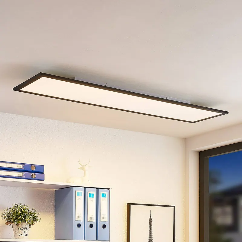 Panel LED Lindby Nelios, 120 x 30 cm, CCT, czarny, metalowy