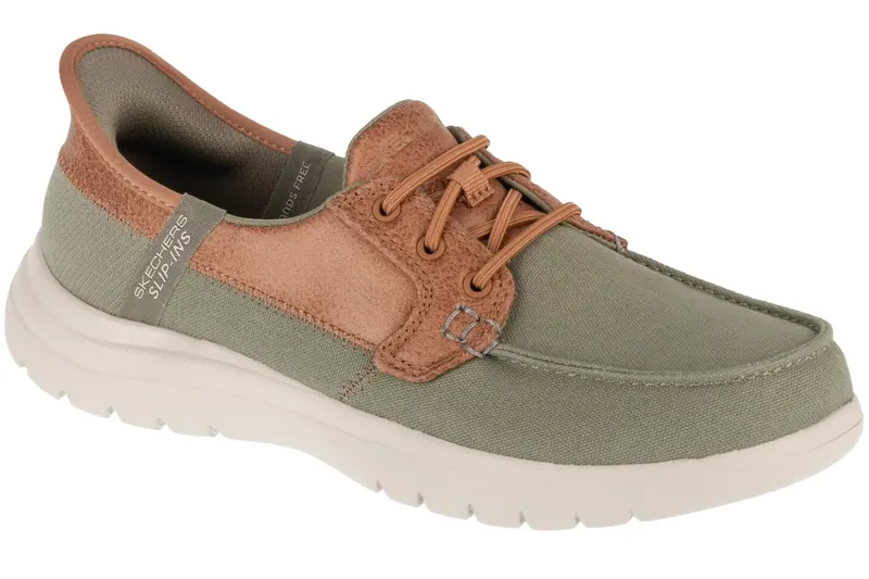 Skechers Slip-Ins: On-The-Go Flex - Palmilla 136536-OLV, Damskie, Zielone, półbuty, tkanina, rozmiar: 39