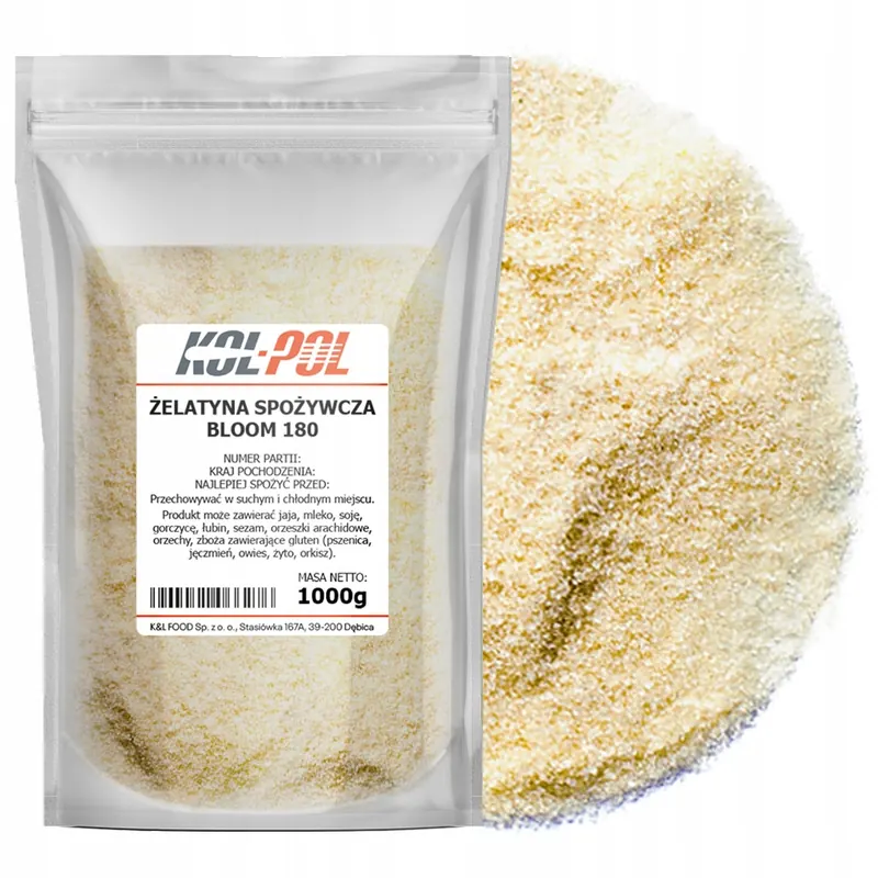 Żelatyna Spożywcza 180 Bloom 1kg Naturalna mocna Kol-Pol