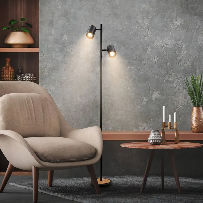 Lampa stojąca Duta, czarna/jasne drewno, wysokość 160 cm metal/drewno