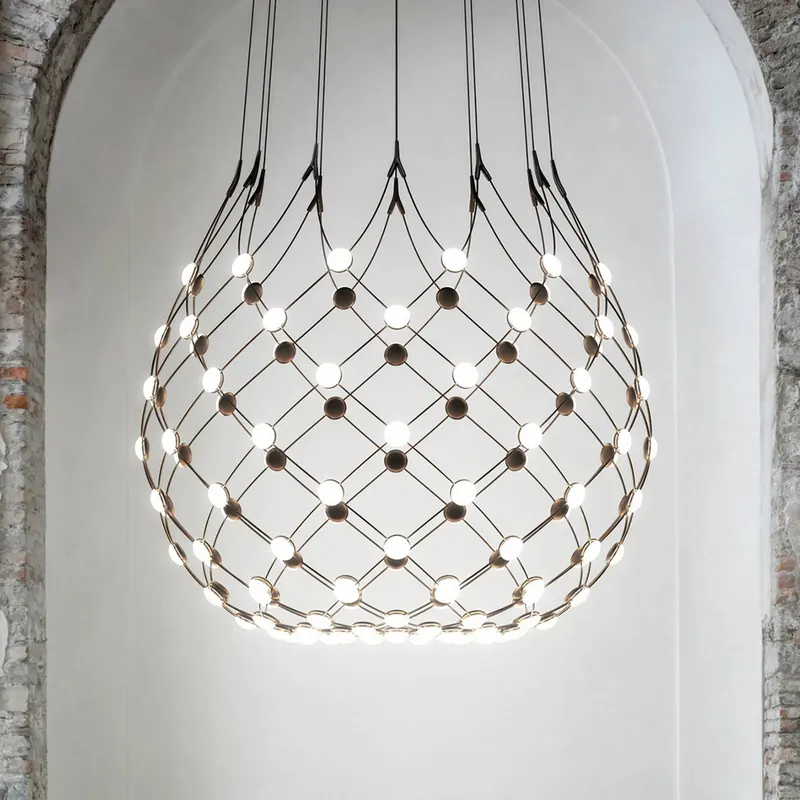 Żyrandol wiszący Luceplan Mesh Wireless, Ø 100 cm, 3 m, Bluetooth