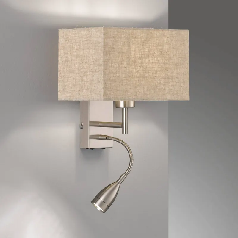 Lampa ścienna Dream do czytania, len piaskowy/nikiel
