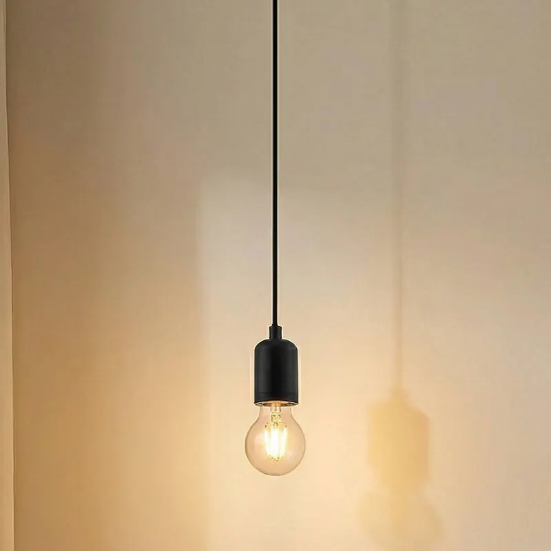 Lampa wisząca Lindby Hattie, oprawa E27, czarna, Ø 4,7 cm