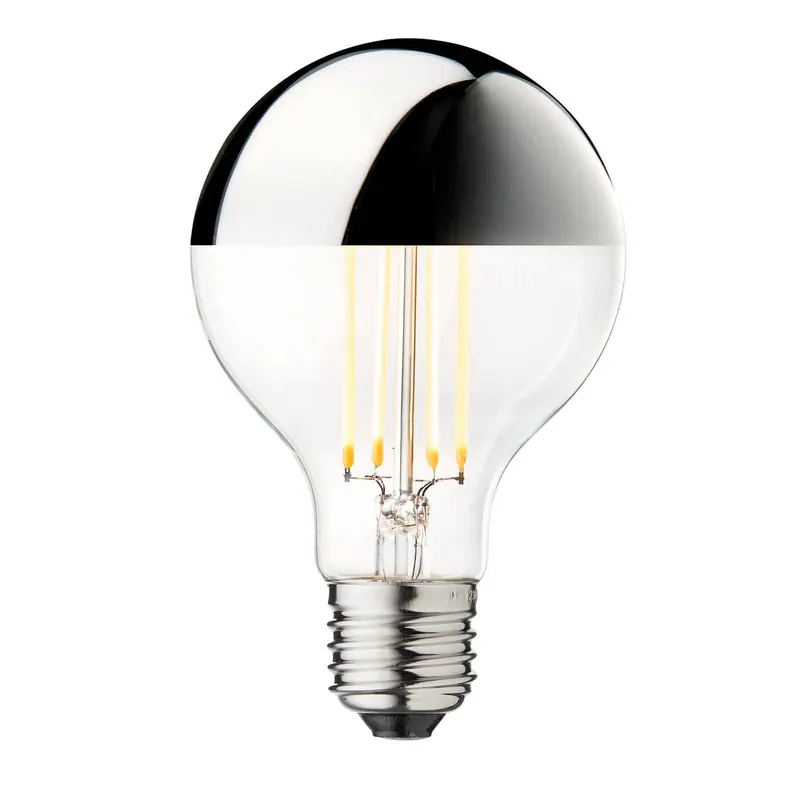 Żarówka lustrzana LED Globe 80, srebrna, E27, 3,5 W, 2700 K