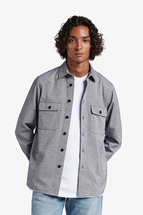 No Label Ohio Heavyweight Oxford Cotton Navy Maat: S | Lichte Jassen Outlet | Heren | Grijs