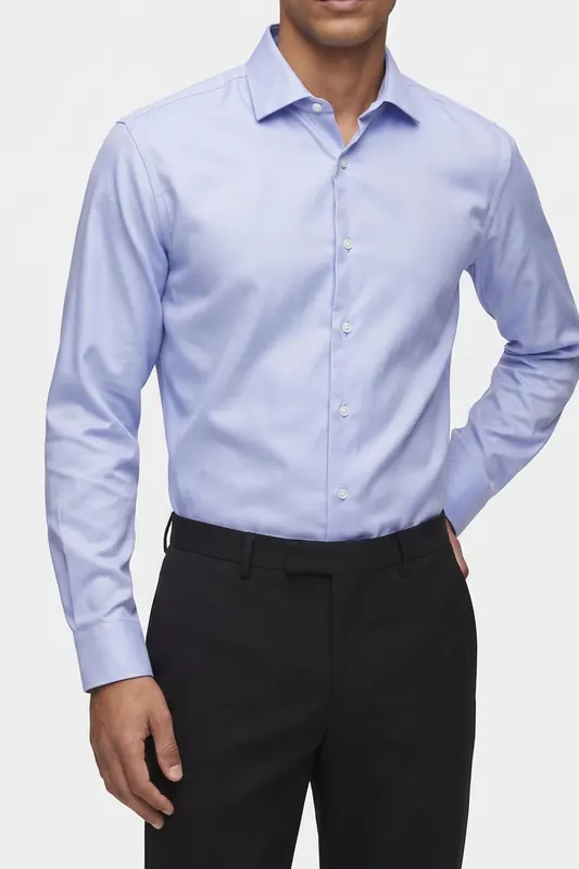 Calvin Klein Slim Perf Solid Shirt Stream Maat: 43 | Zakelijke Overhemden Outlet | Heren | Blauw